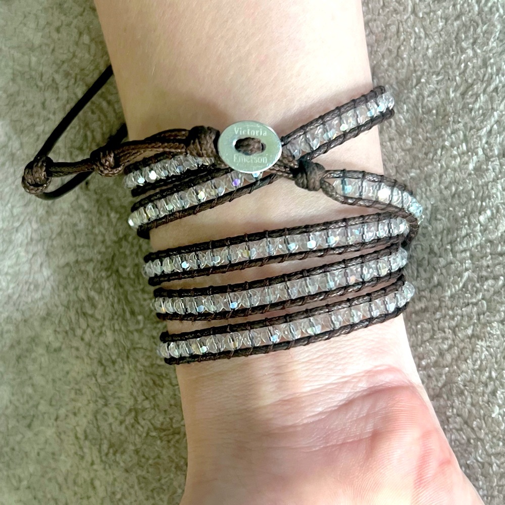 Victoria Emerson Brown and Clear Beaded Bracelet